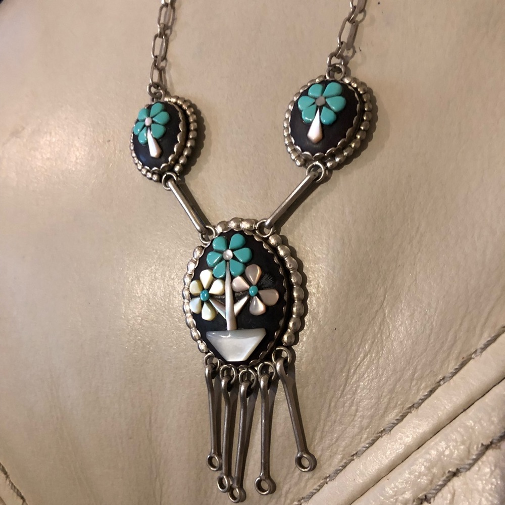 Stunning vintage Zuni sterling necklace - Picture 3 of 5